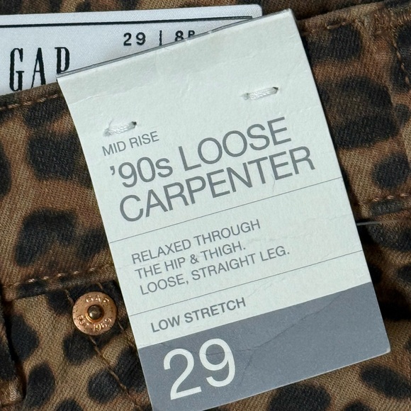 NWT GAP Mid Rise '90s Loose Cheetah Cargo Jeans Pants Women’s Size 29 (8P) $98 - Picture 4 of 11